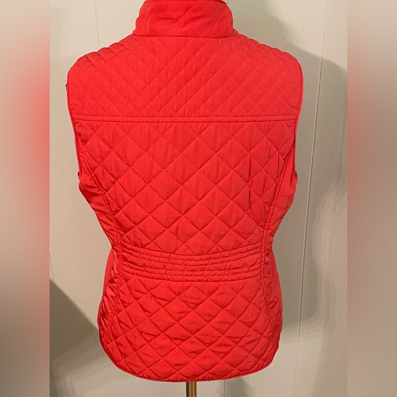 Talbots Pink Diamond Quilted High Collar Vest Full Zip with Pockets Petite Small - Picture 3 of 8